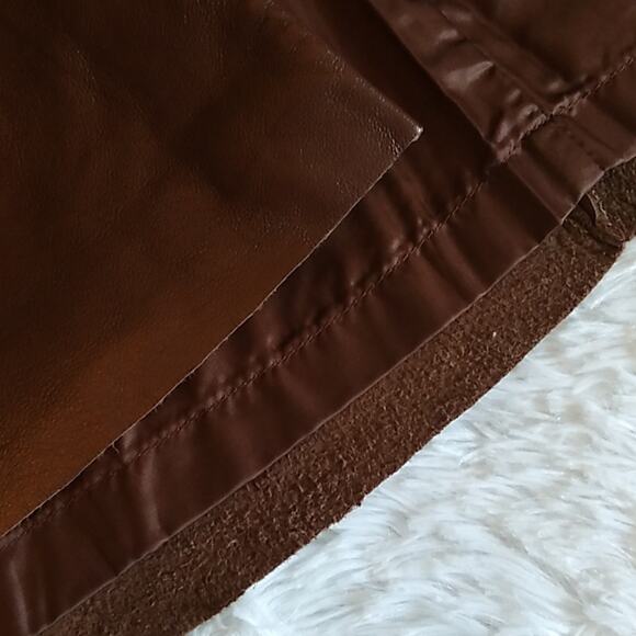 Hugo Buscati Chocolate Wrap Leather Mini Skirt - 2 - Picture 7 of 8